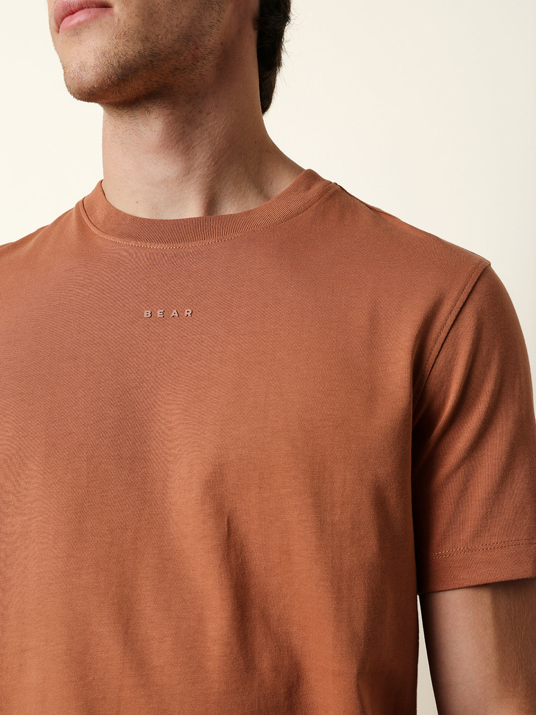 Men Beige Half Sleeve Regular T-Shirt
