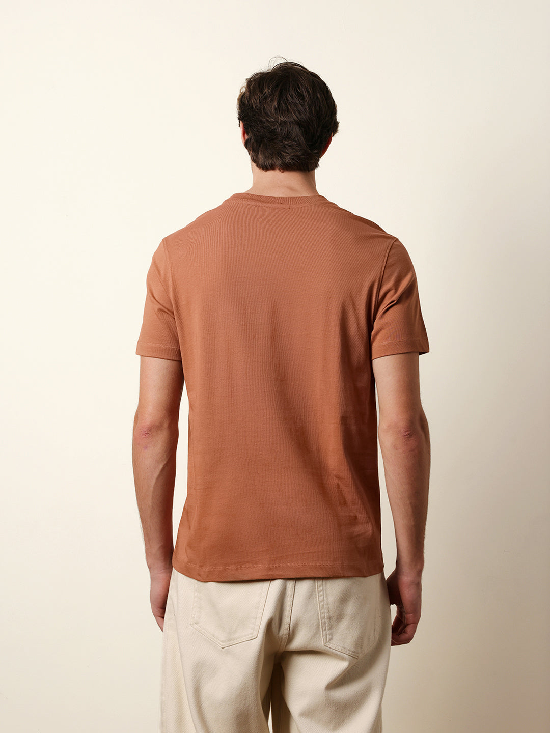 Men Beige Half Sleeve Regular T-Shirt