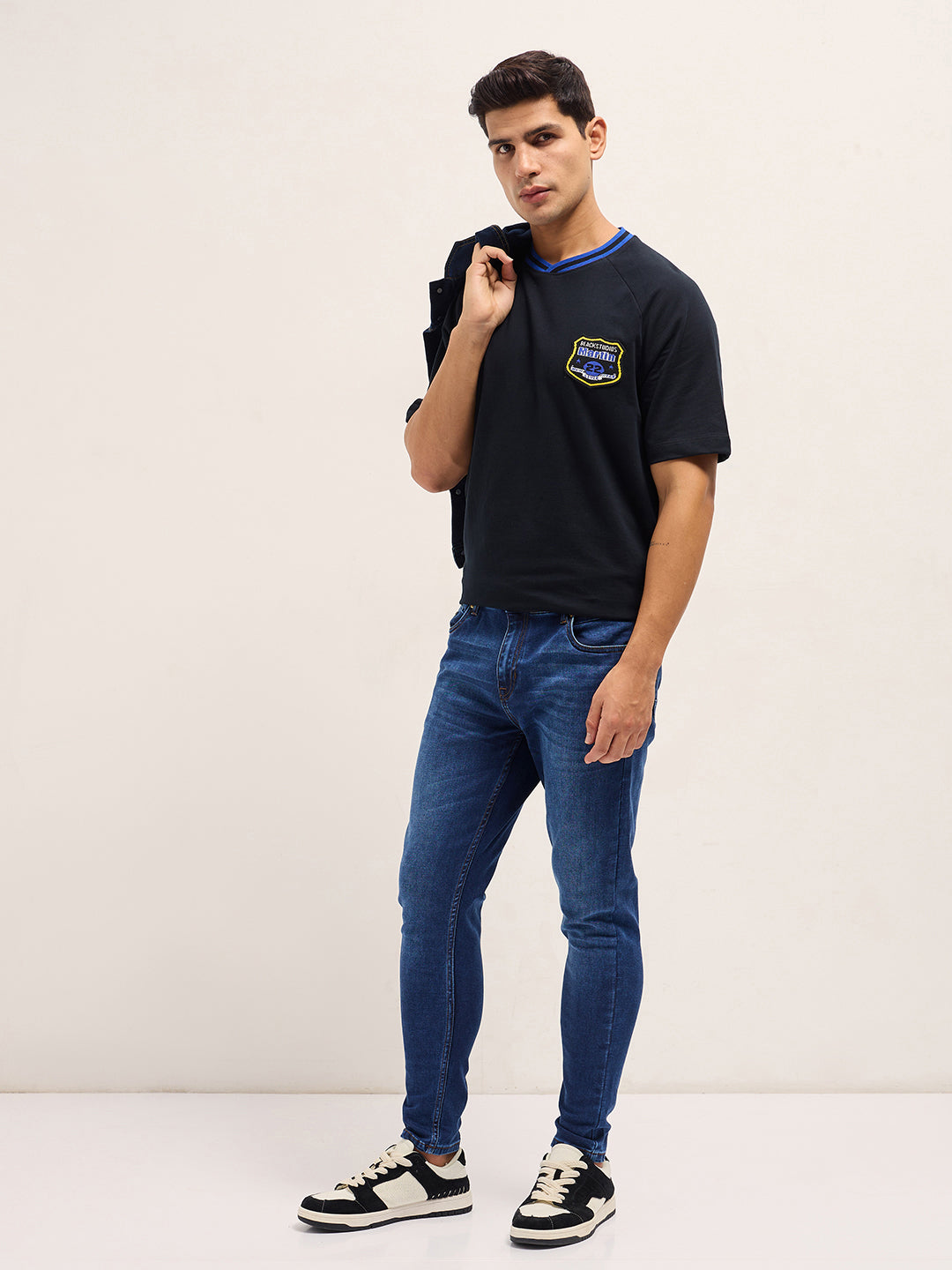 Men Classic Black Embroidered Patch