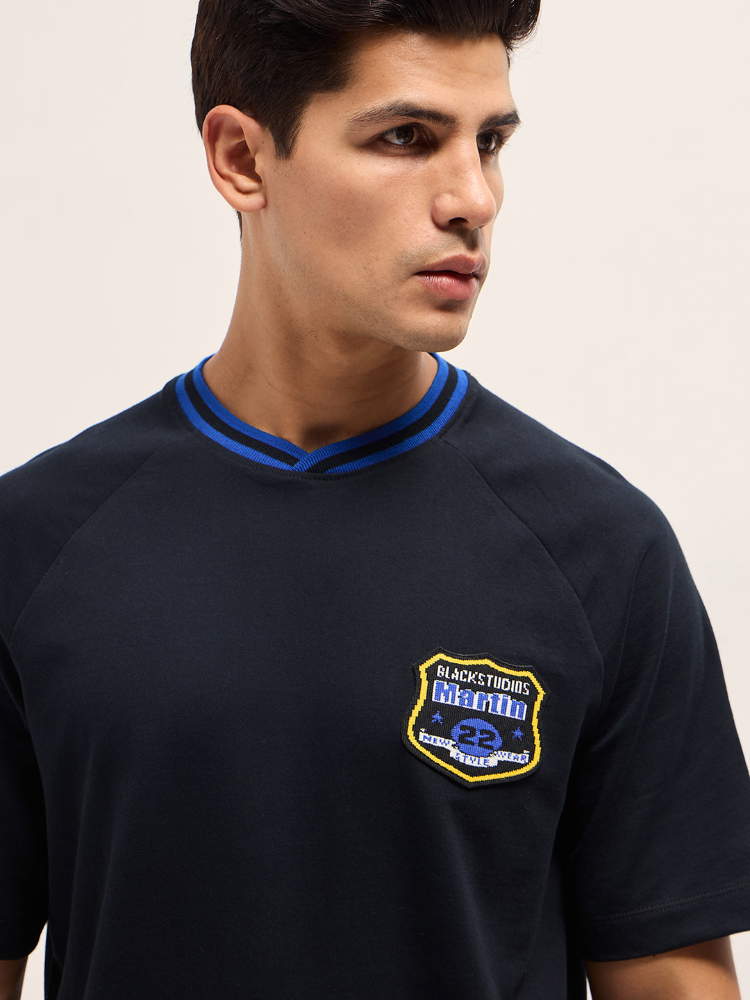 Men Classic Black Embroidered Patch