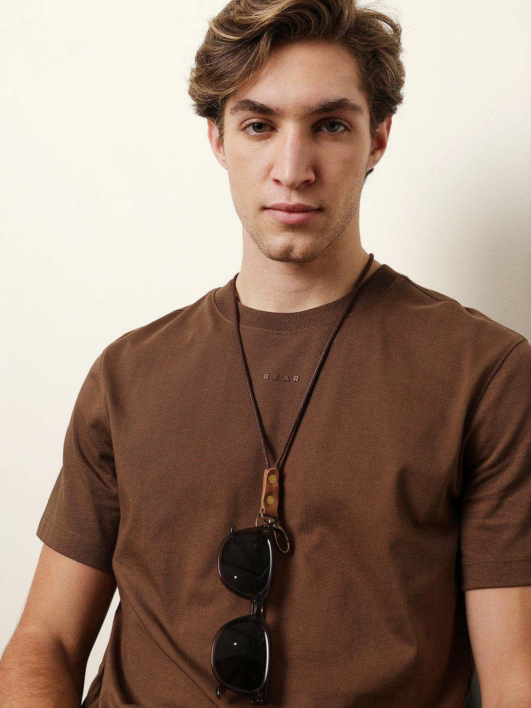 Men Brown Half Sleeve Regular T-Shirt