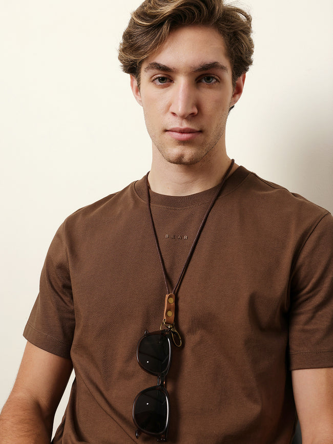 Men Brown Half Sleeve Regular T-Shirt