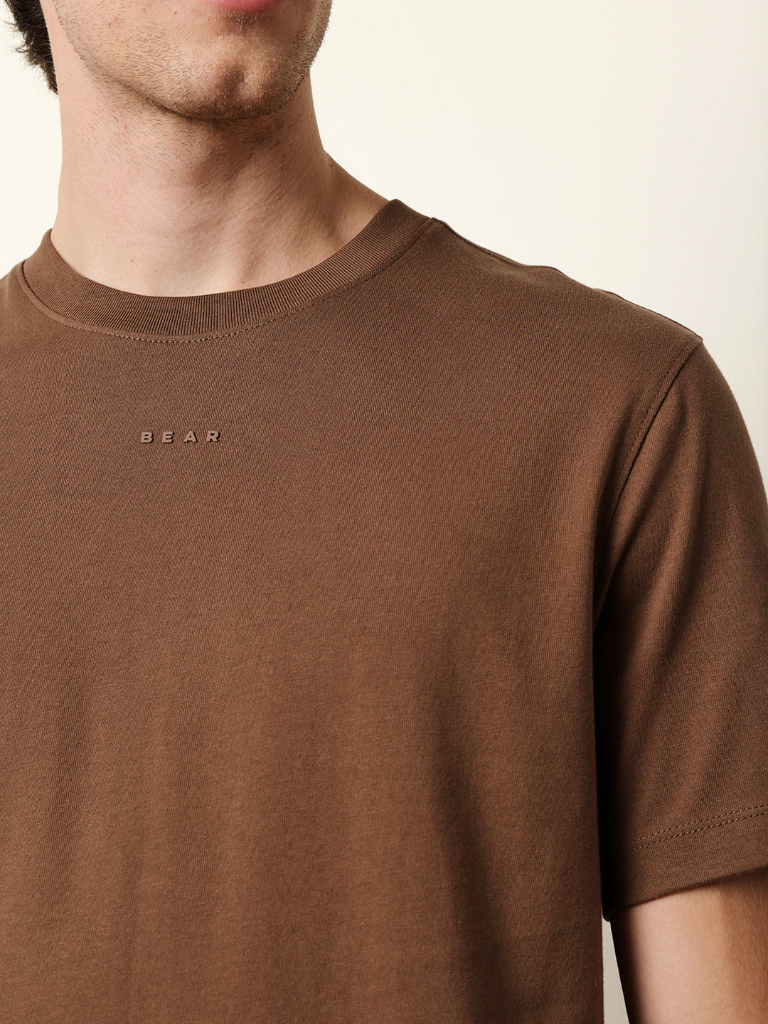 Men Brown Half Sleeve Regular T-Shirt