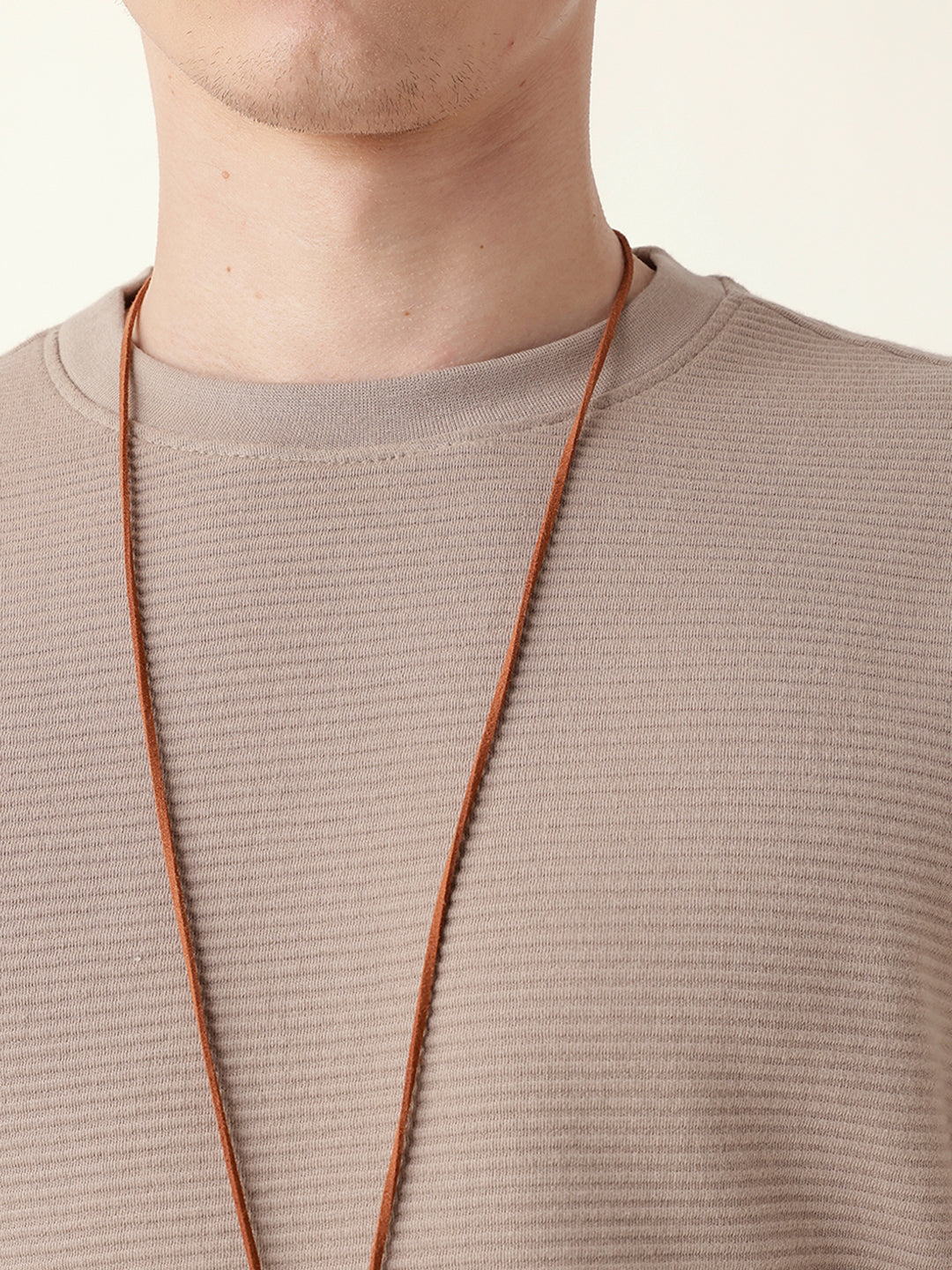 Men Brown Full Sleeve Regular T-Shirt