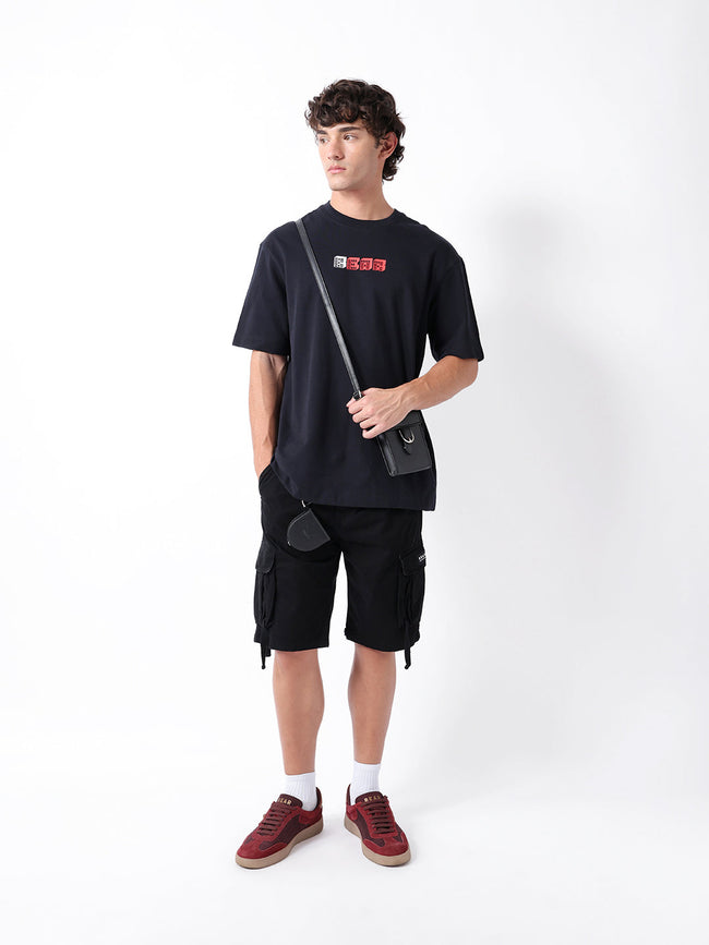 Men Black Cotton Printed T-Shirt