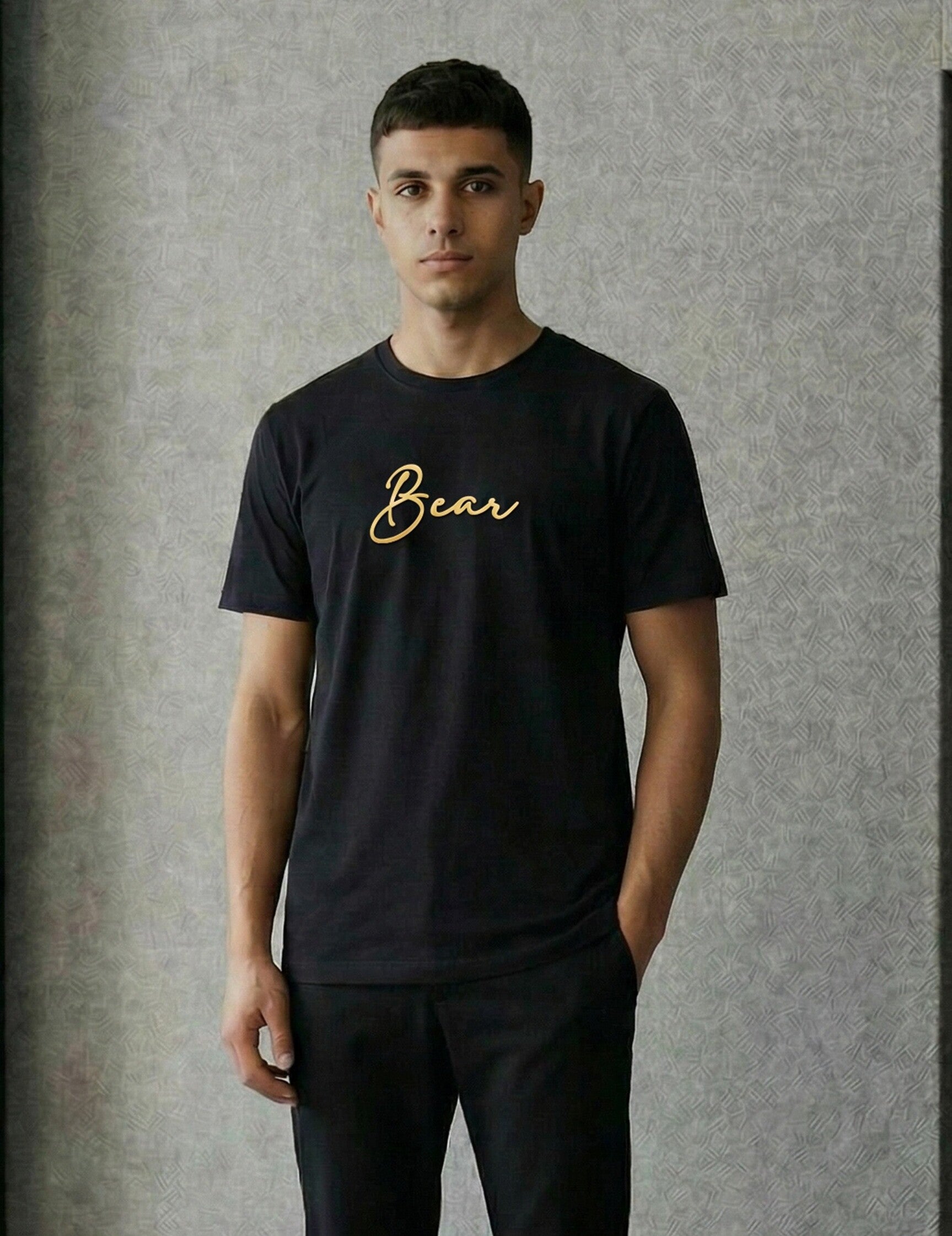 Men Black Solid Cotton T-Shirt