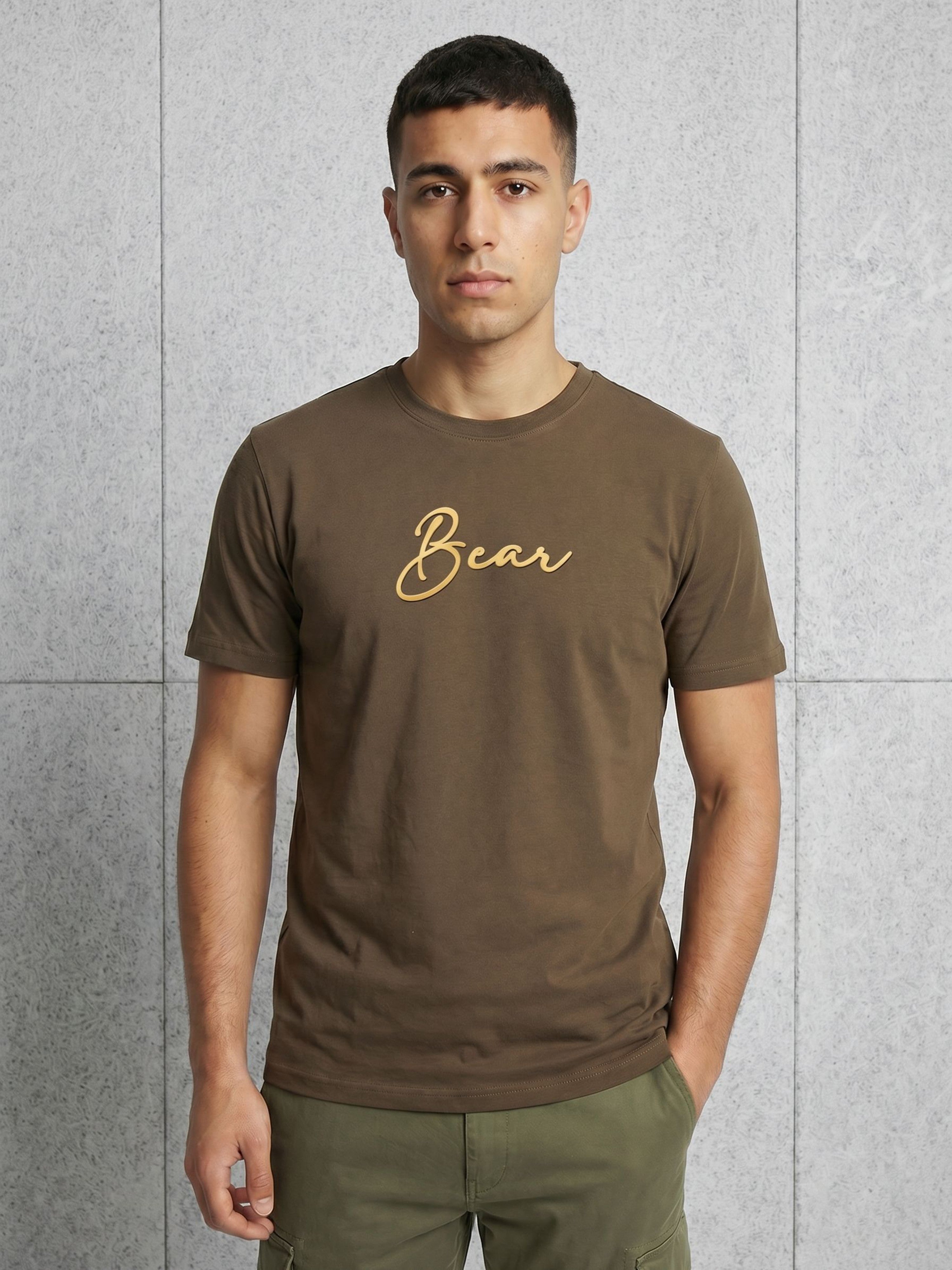 Men Olive Solid Cotton T-Shirt