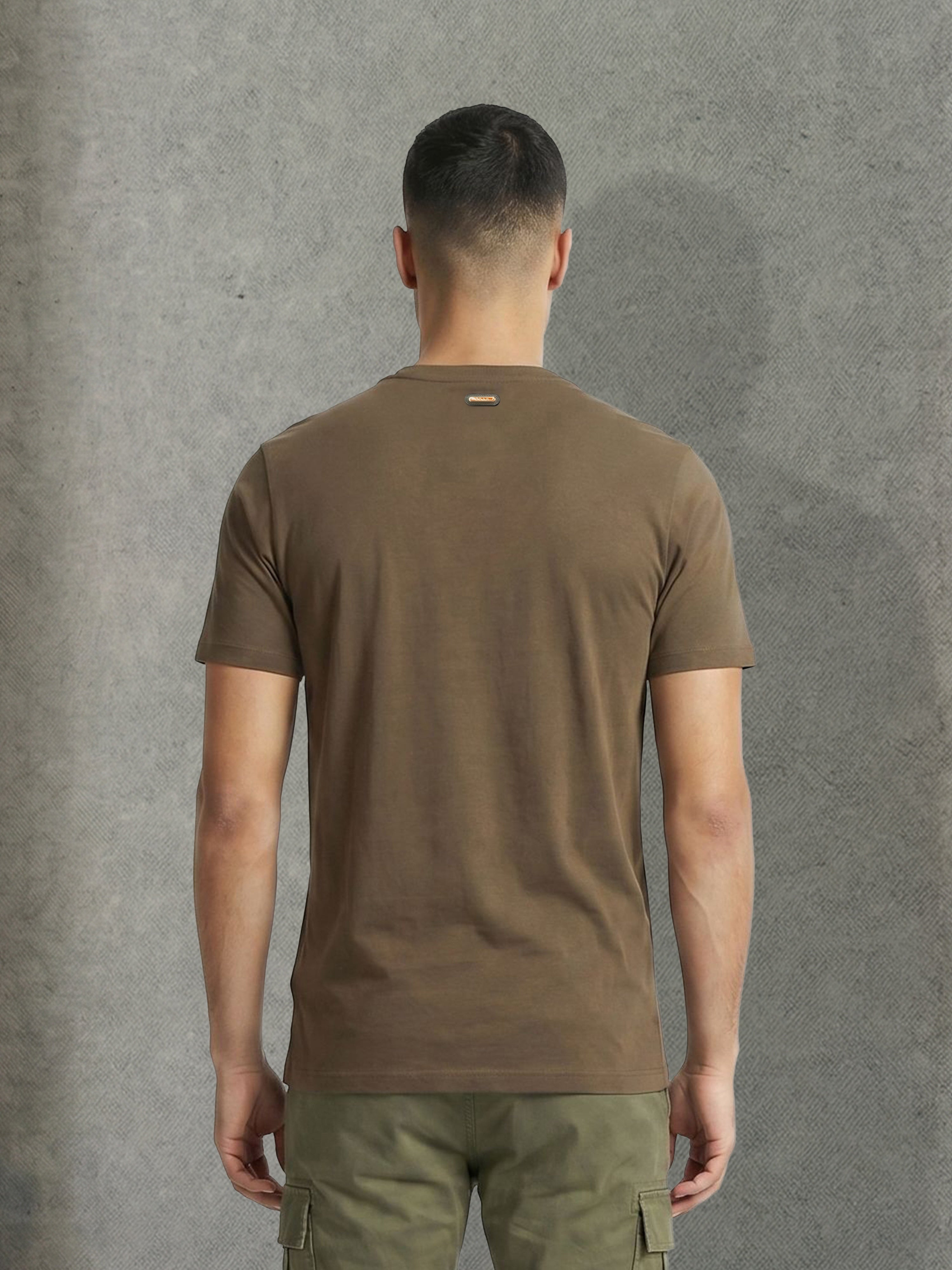 Men Olive Solid Cotton T-Shirt