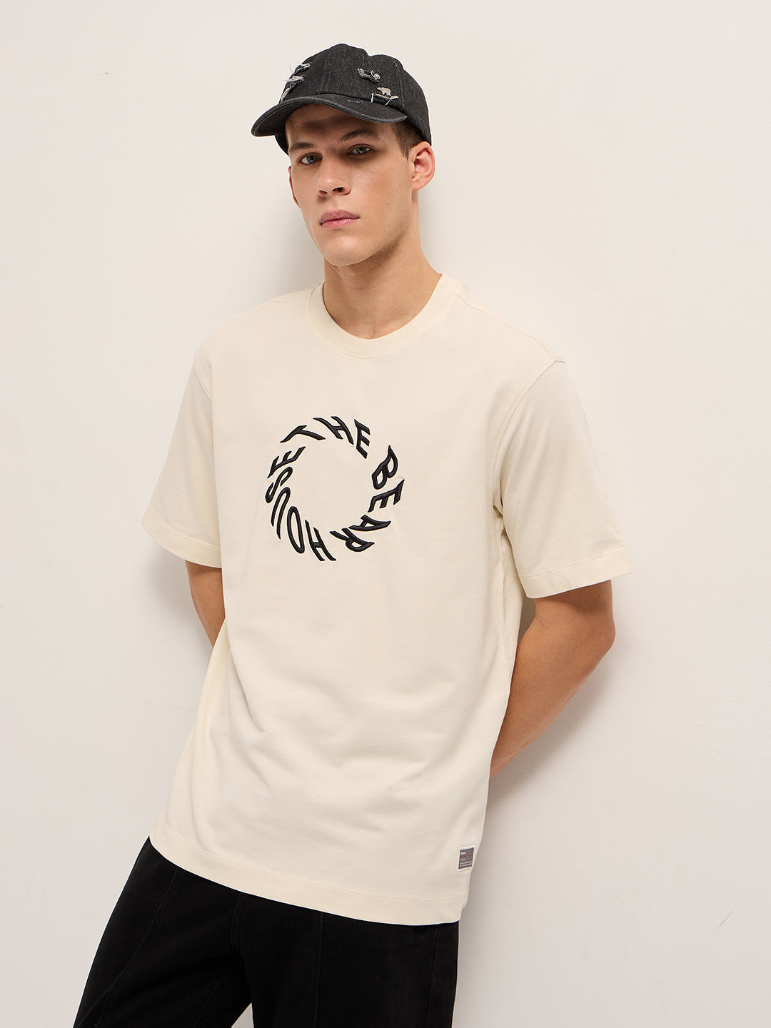 Men Cream Oversized T-Shirt