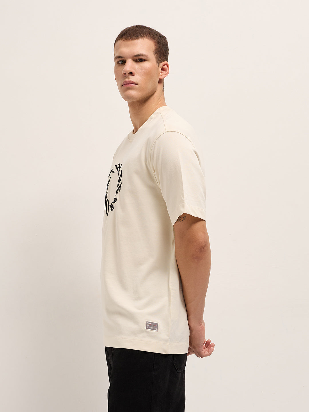 Men Cream Oversized T-Shirt