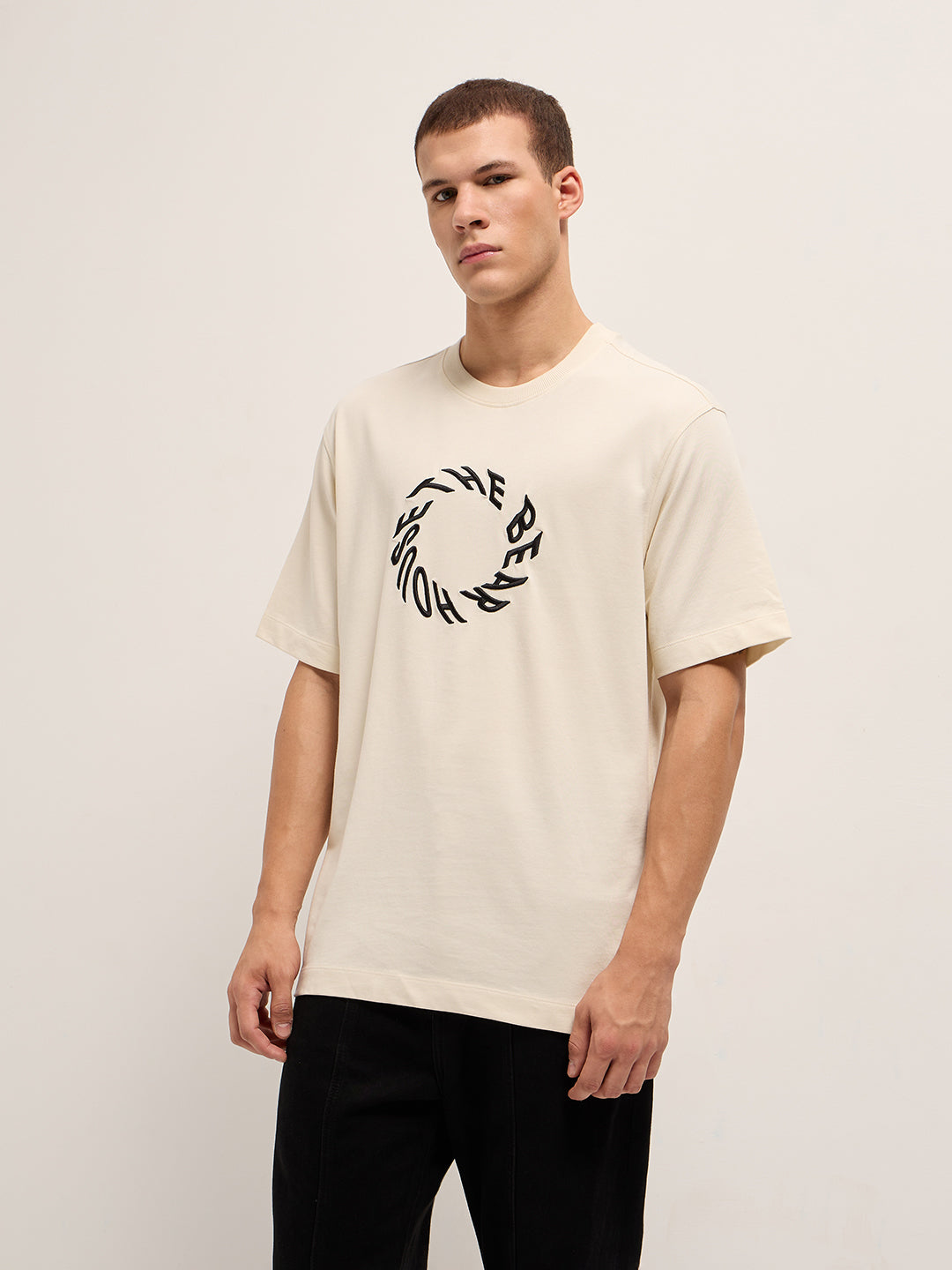 Men Cream Oversized T-Shirt