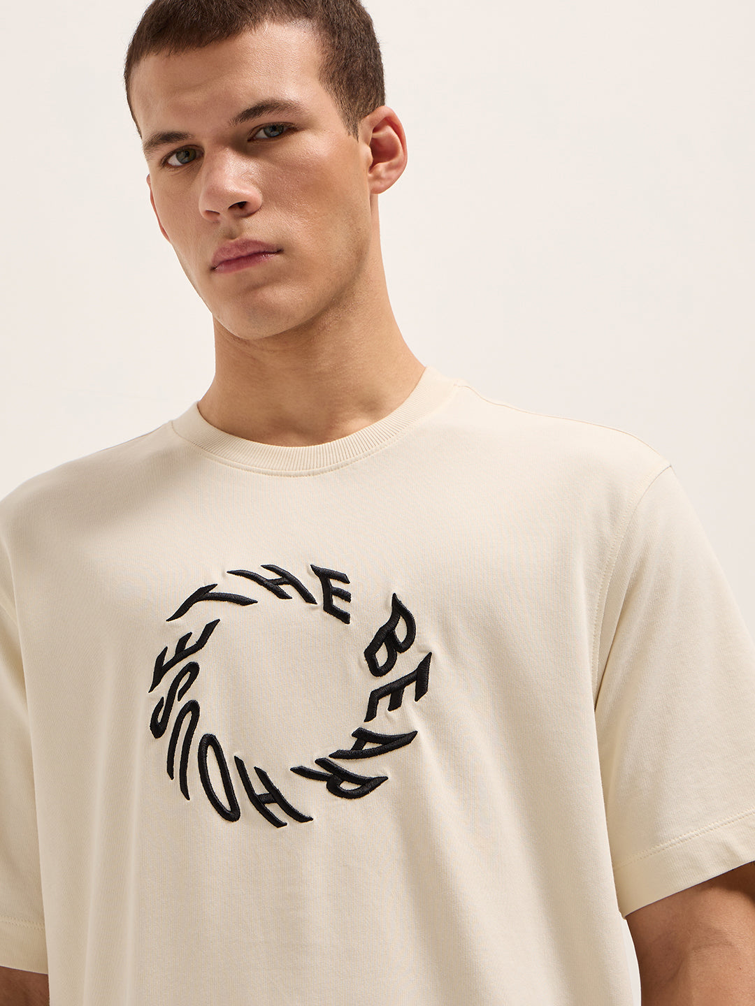Men Cream Oversized T-Shirt