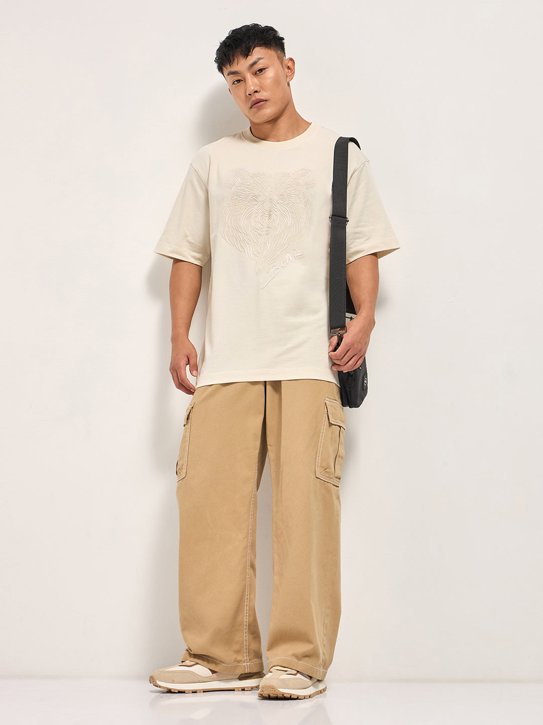 Men Cream Oversized T-Shirt
