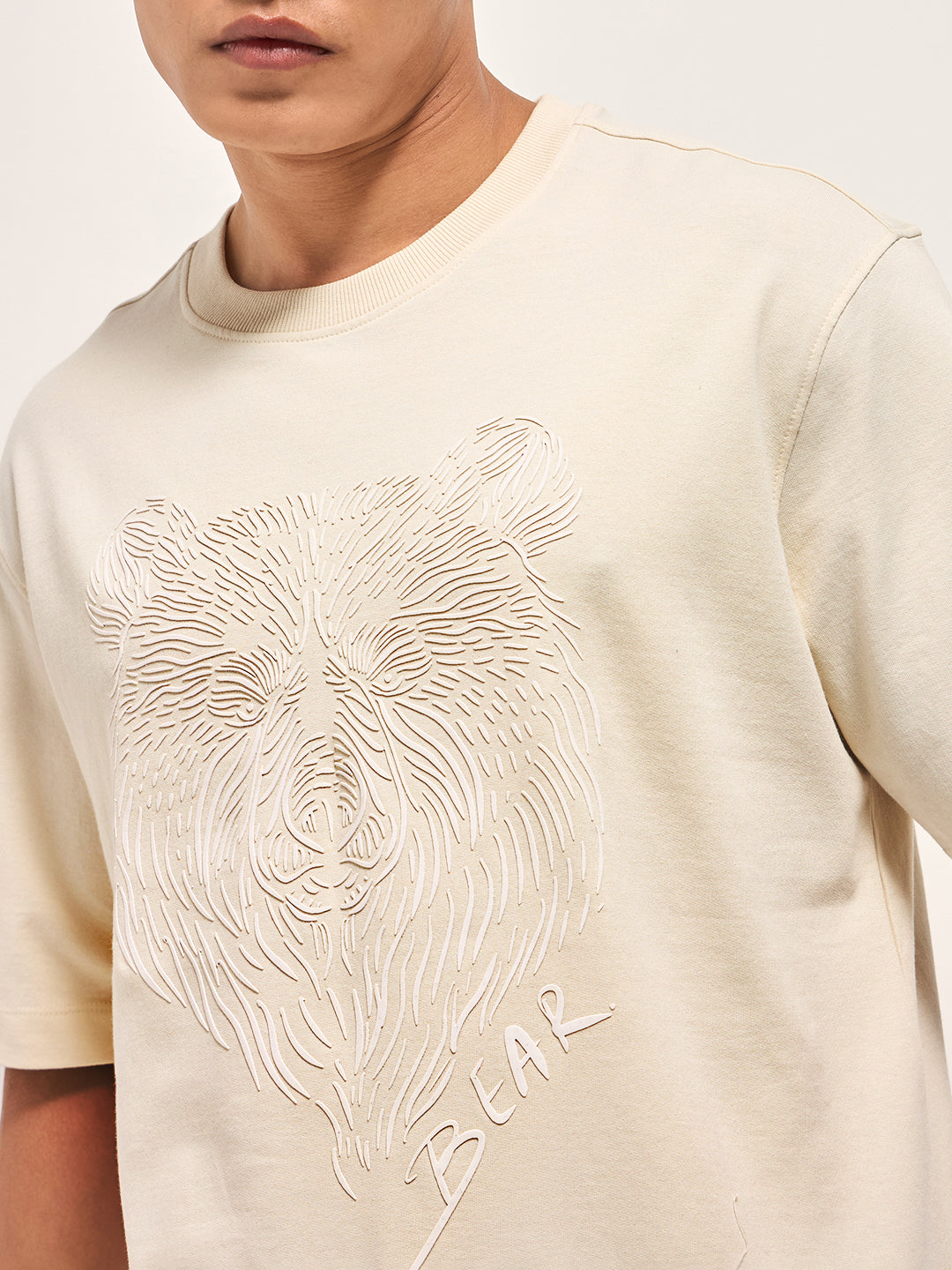 Men Cream Oversized T-Shirt