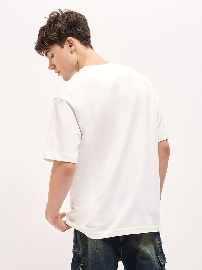 Men White Oversized Crew Neck T-shirt
