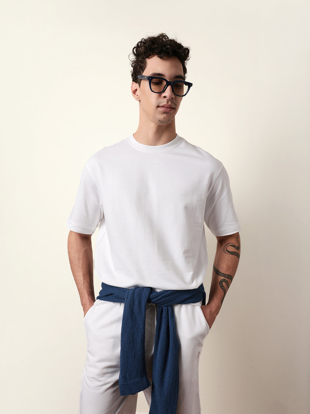 Men White Half Sleeve Oversize T-Shirt