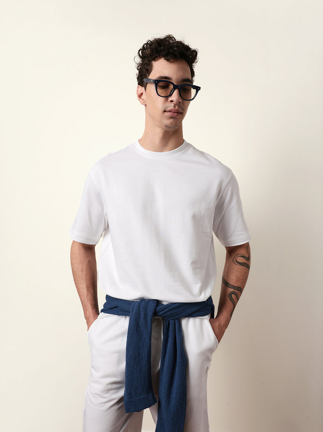 Men White Half Sleeve Oversize T-Shirt