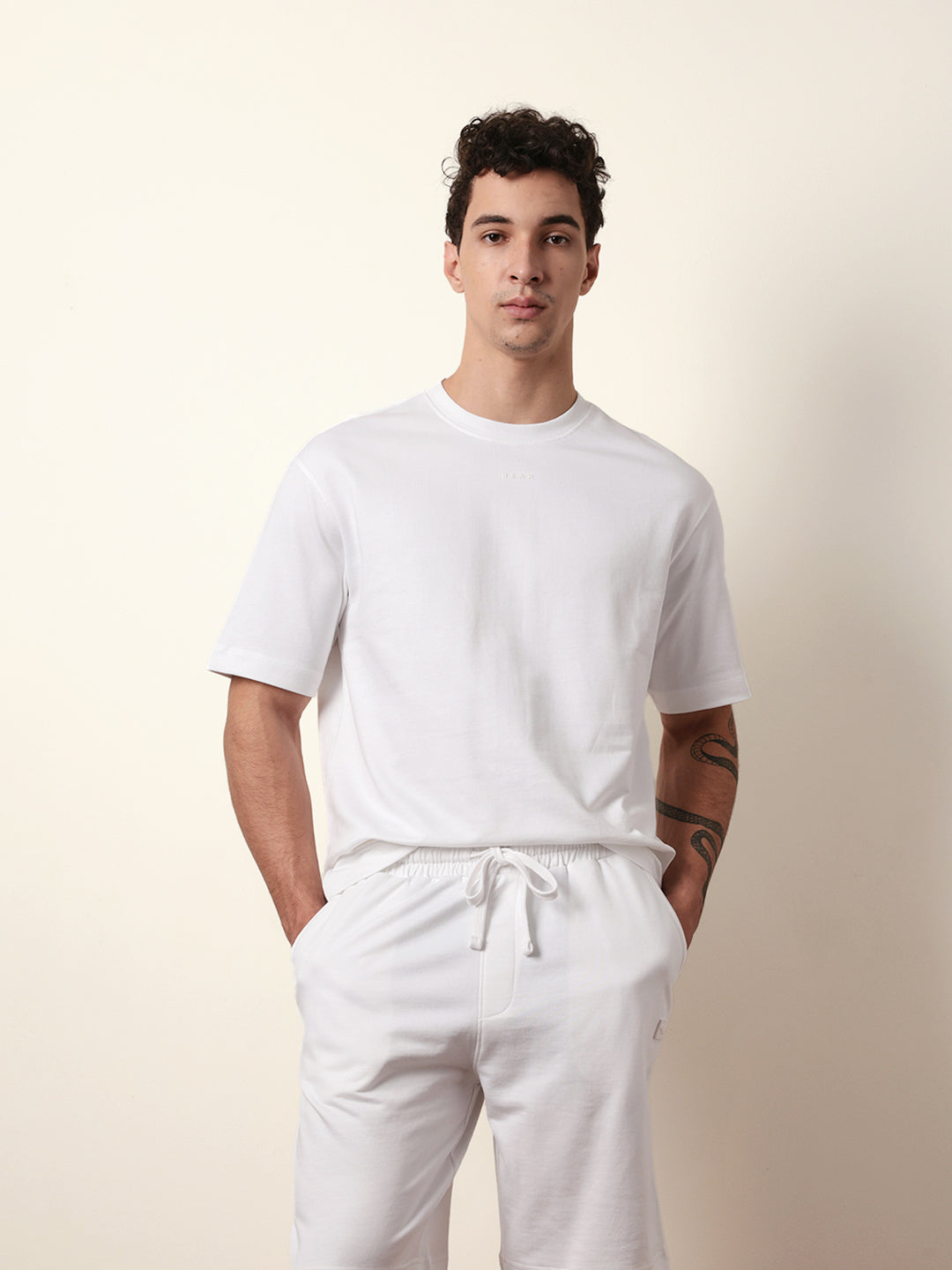 Men White Half Sleeve Oversize T-Shirt