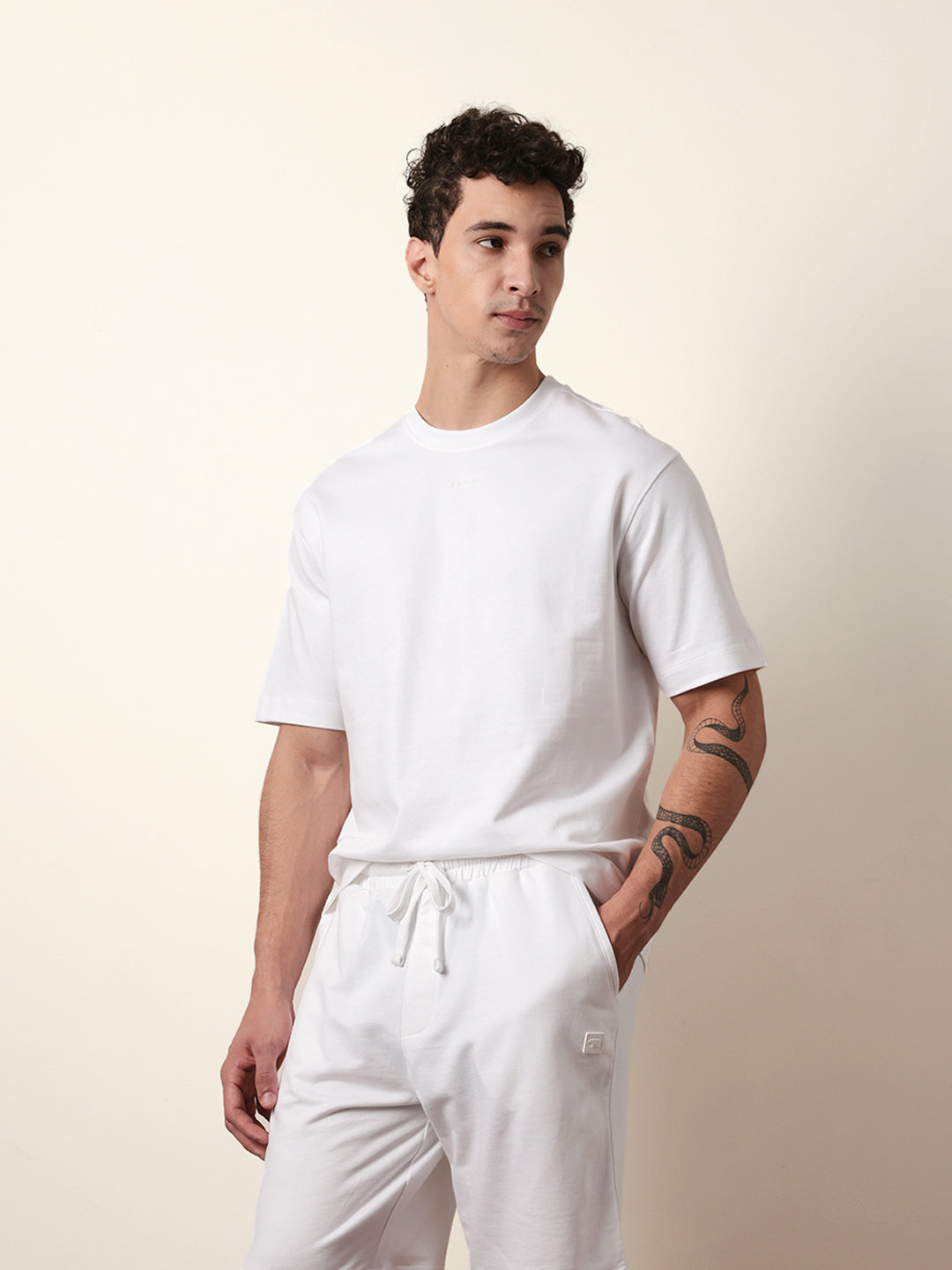 Men White Half Sleeve Oversize T-Shirt