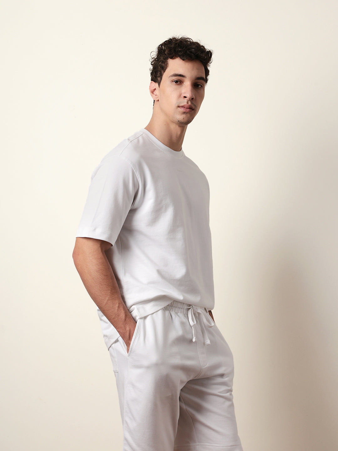 Men White Half Sleeve Oversize T-Shirt