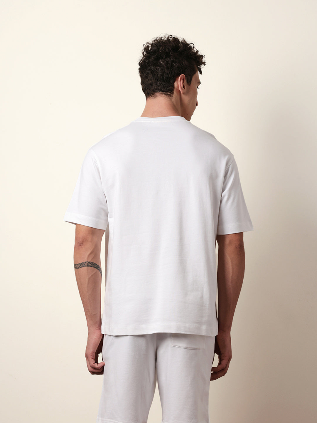 Men White Half Sleeve Oversize T-Shirt