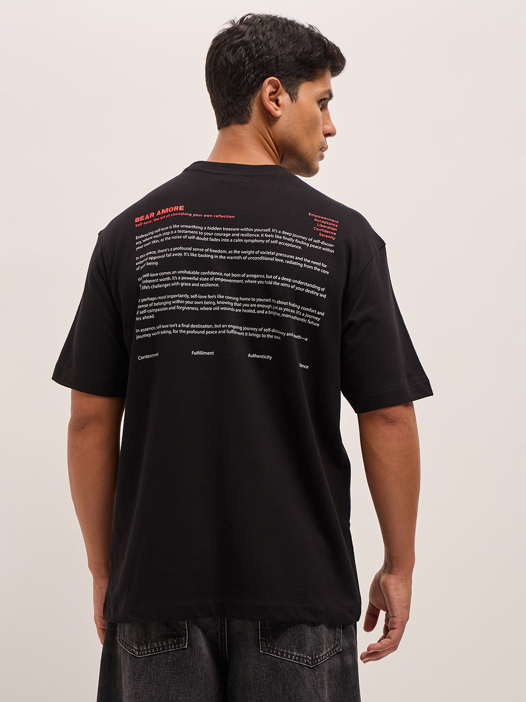 Men Black Oversize Graphic Printed Crew Neck T-shirt