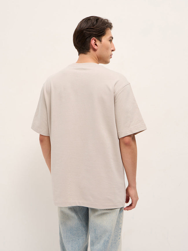 Men Beige Oversized T-Shirt