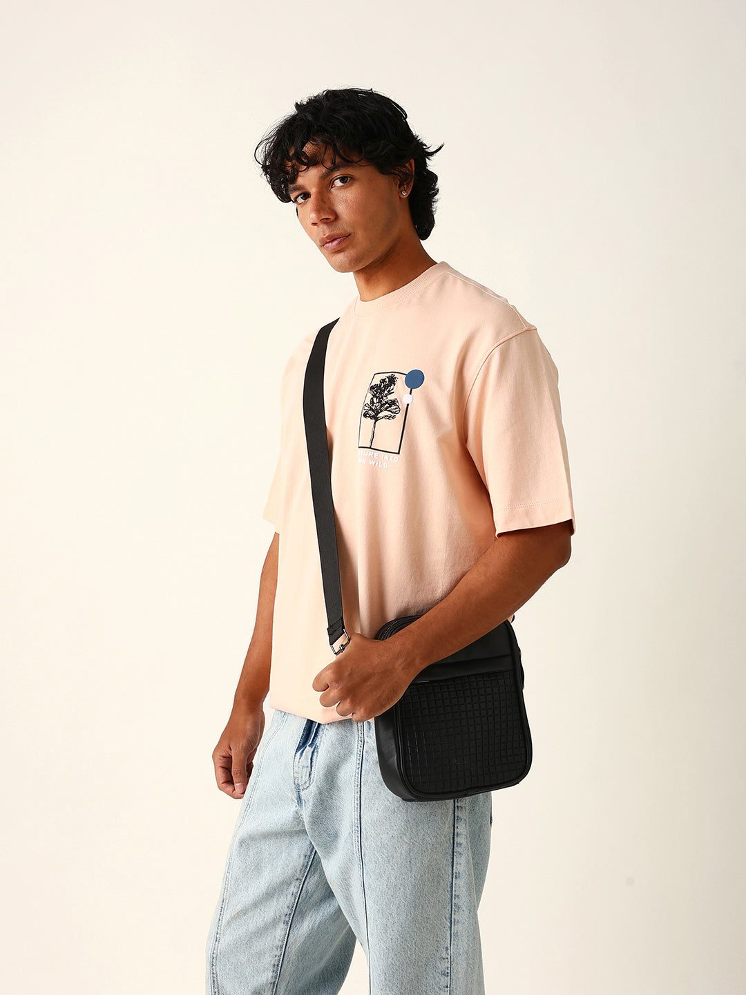 Men Peach Graphic Cotton T-Shirt