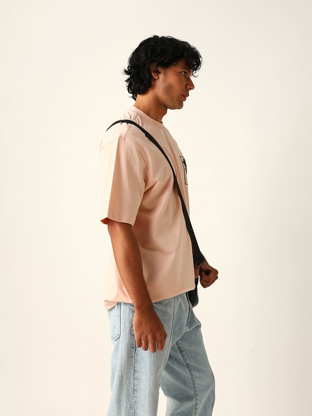 Men Peach Graphic Cotton T-Shirt