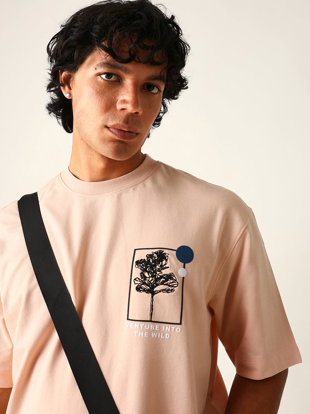 Men Peach Graphic Cotton T-Shirt