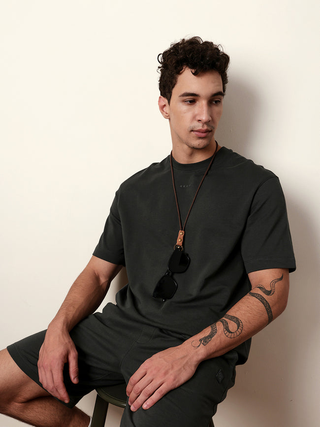 Men Grey Half Sleeve Oversize T-Shirt