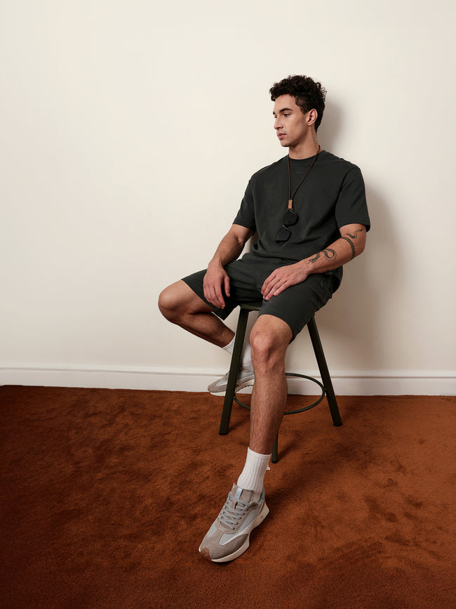 Men Grey Half Sleeve Oversize T-Shirt