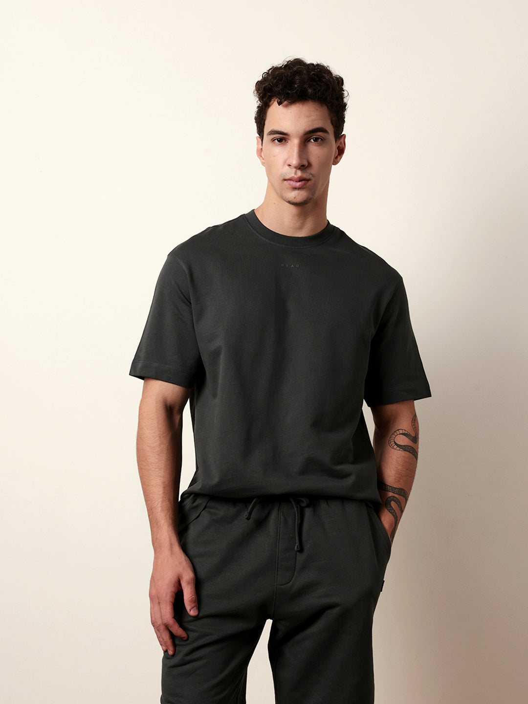 Men Grey Half Sleeve Oversize T-Shirt