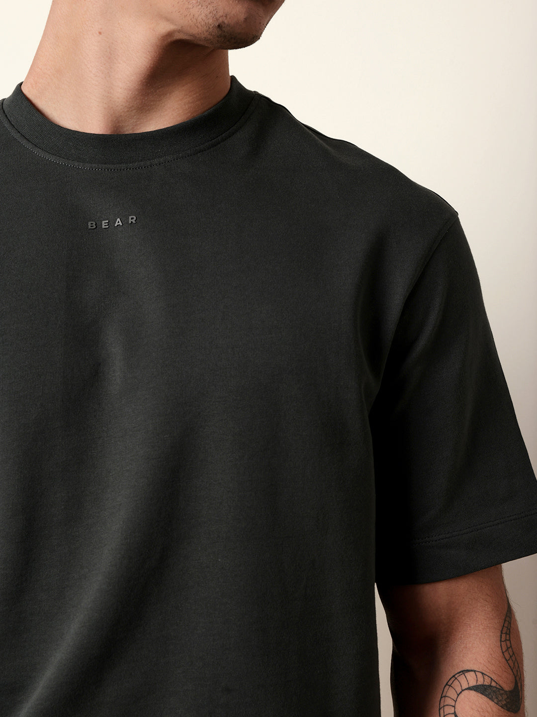 Men Grey Half Sleeve Oversize T-Shirt