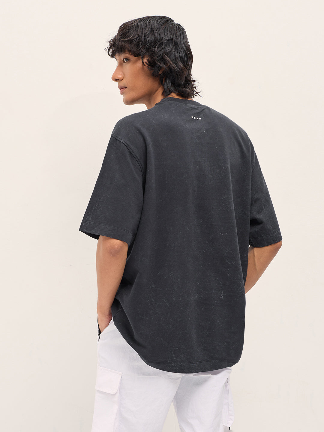 Men Black Graphic Cotton Crew Neck T-Shirt