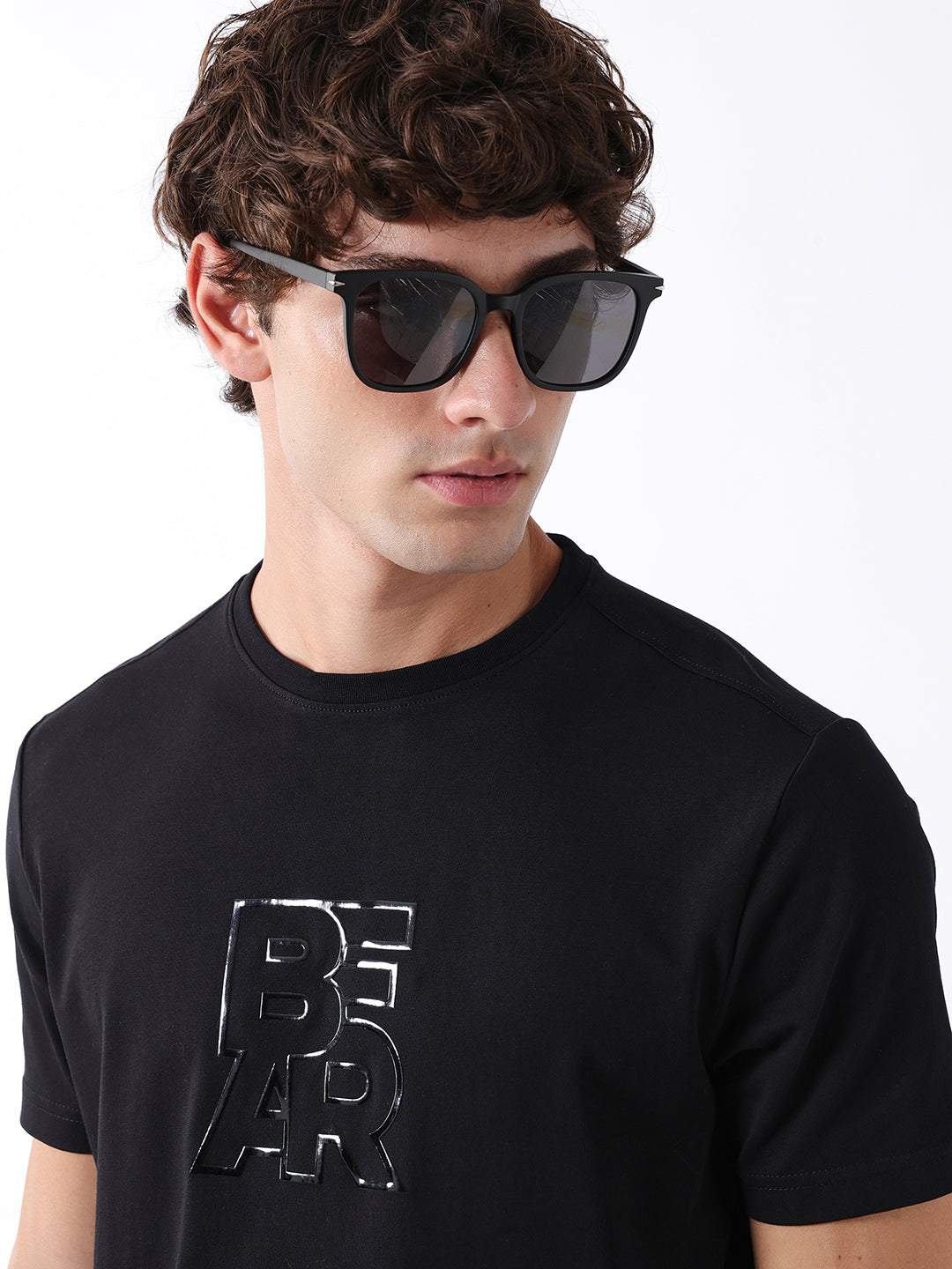 Men Black Graphic Cotton T-Shirt