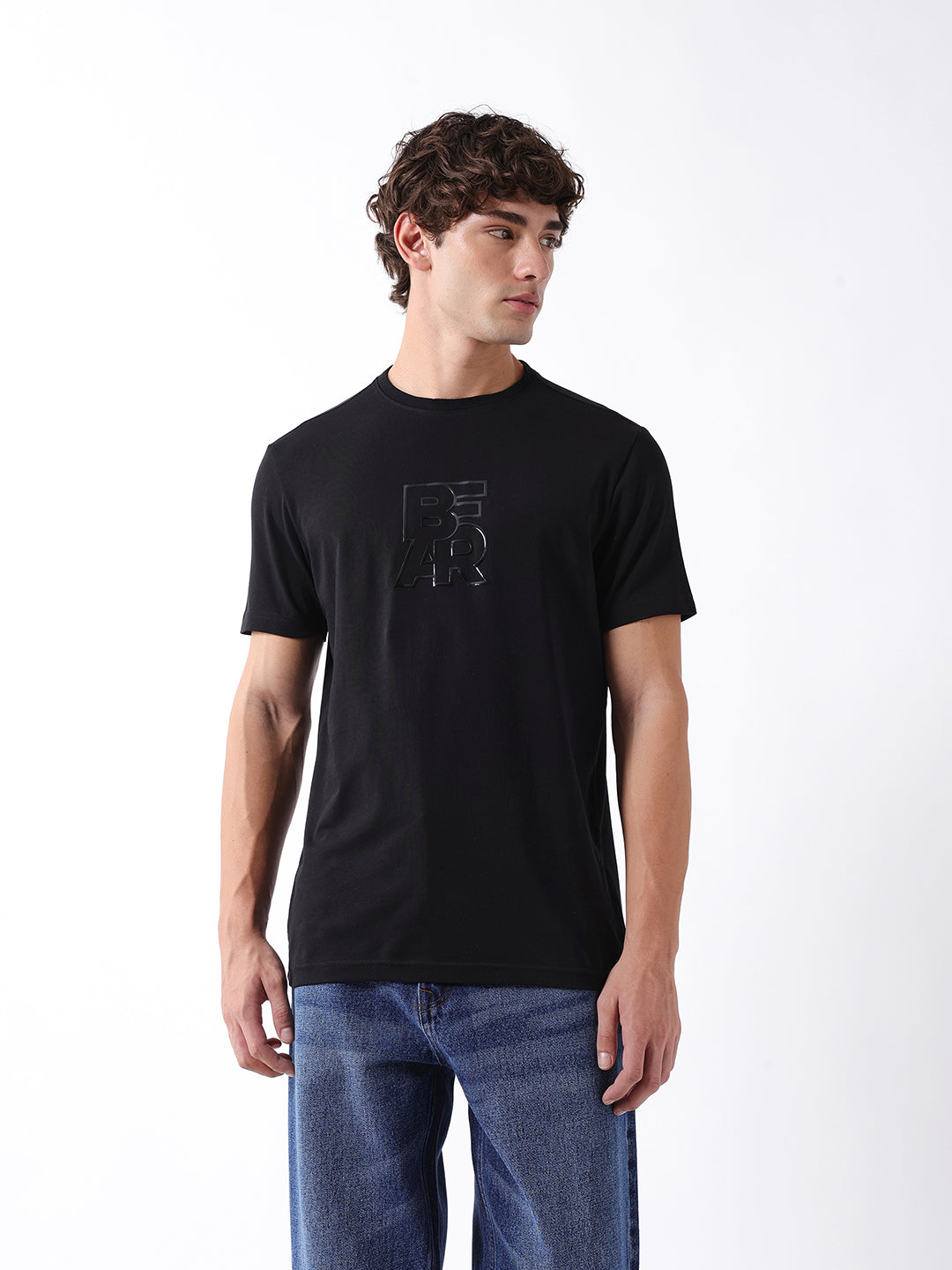 Men Black Graphic Cotton T-Shirt