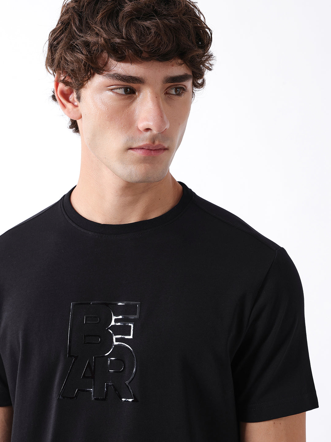Men Black Graphic Cotton T-Shirt