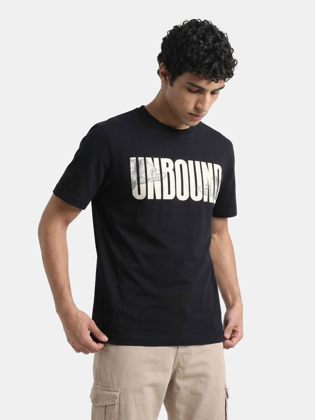 Men Black Graphic Cotton T-Shirt