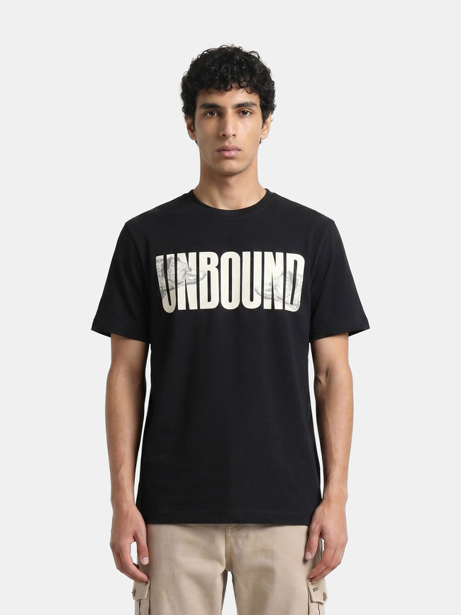 Men Black Graphic Cotton T-Shirt