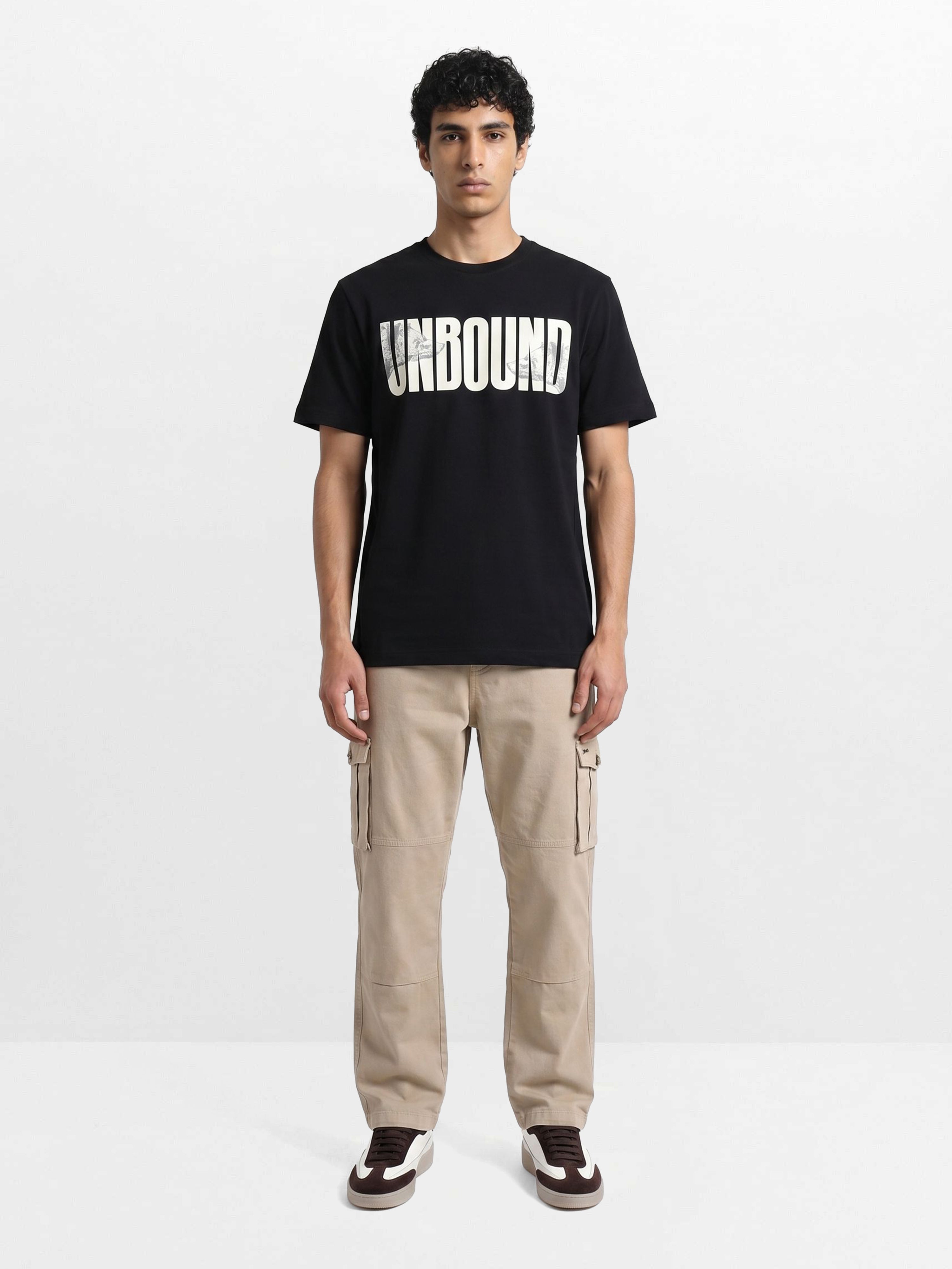 Men Black Graphic Cotton T-Shirt