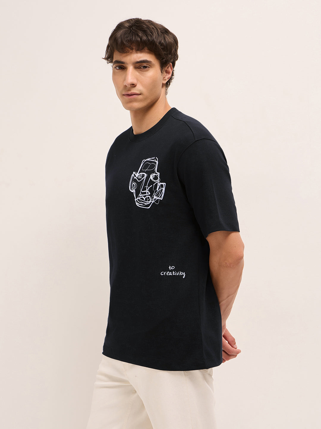 Men Pure Cotton Graphic Printed T-Shirt