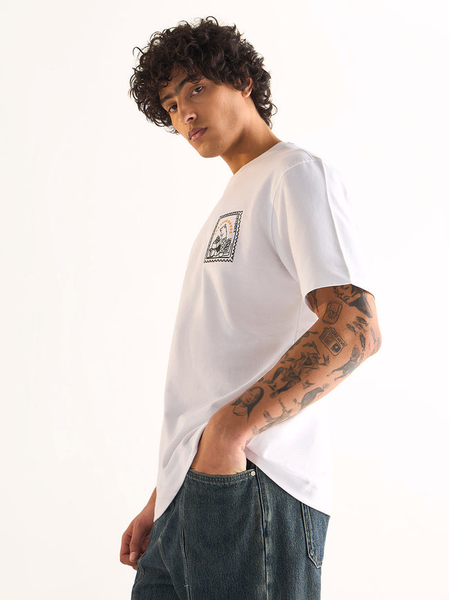 Men White Oversized Crew Neck T-Shirt