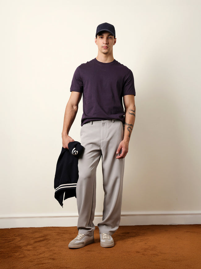 Men Purple Half Sleeve Regular T-Shirt