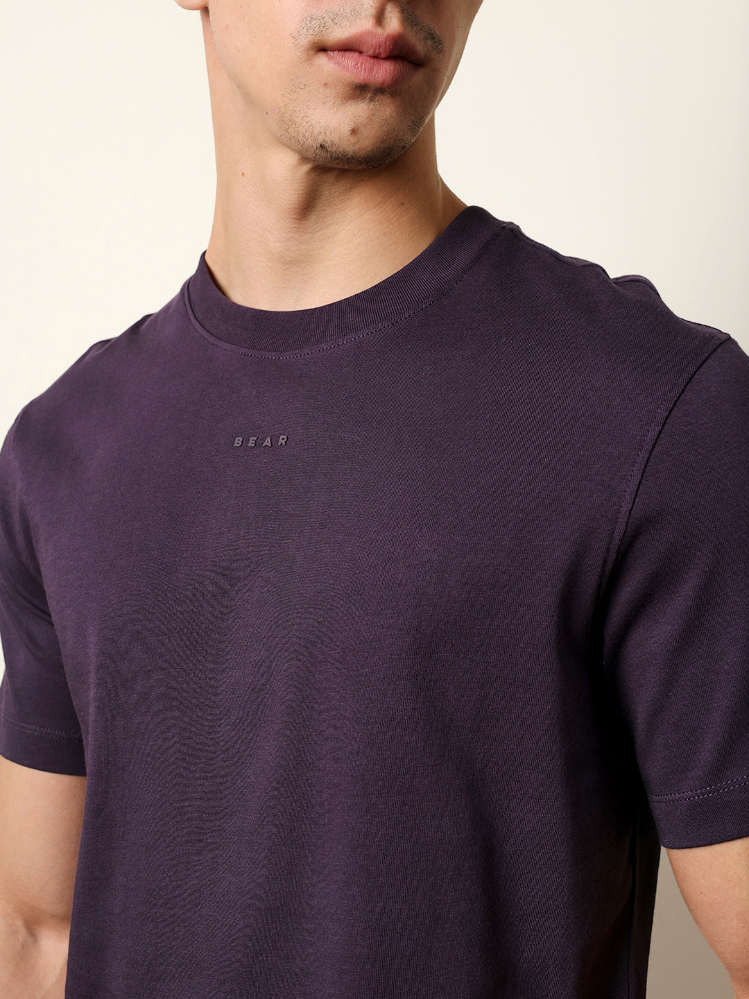 Men Purple Half Sleeve Regular T-Shirt