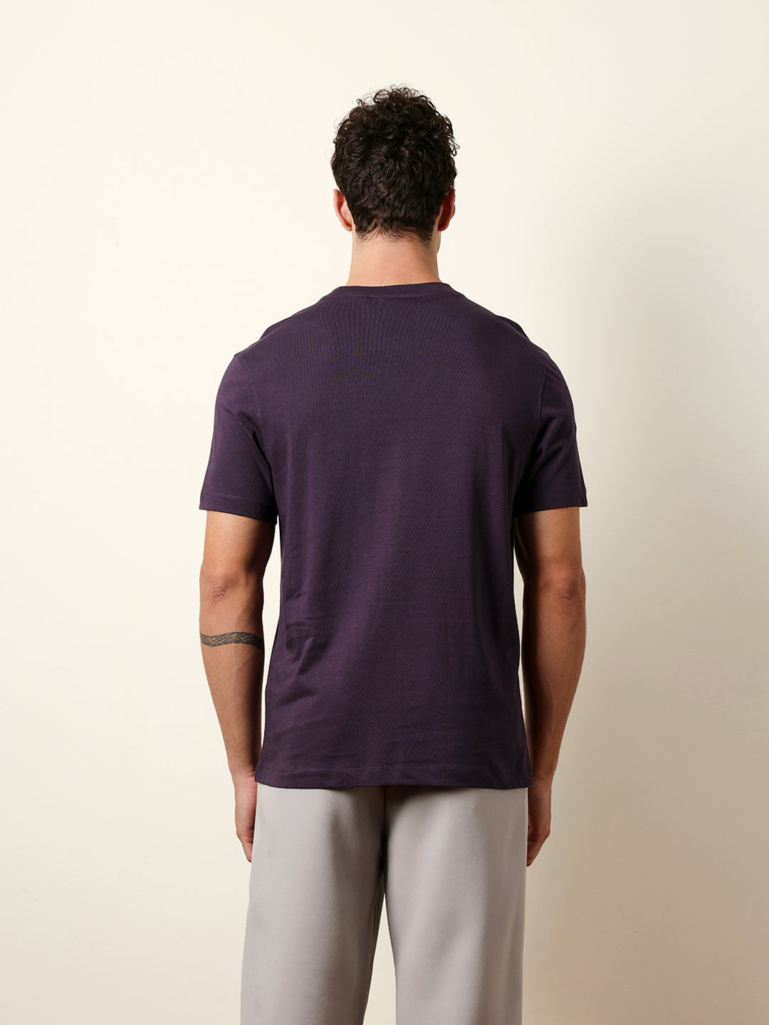 Men Purple Half Sleeve Regular T-Shirt