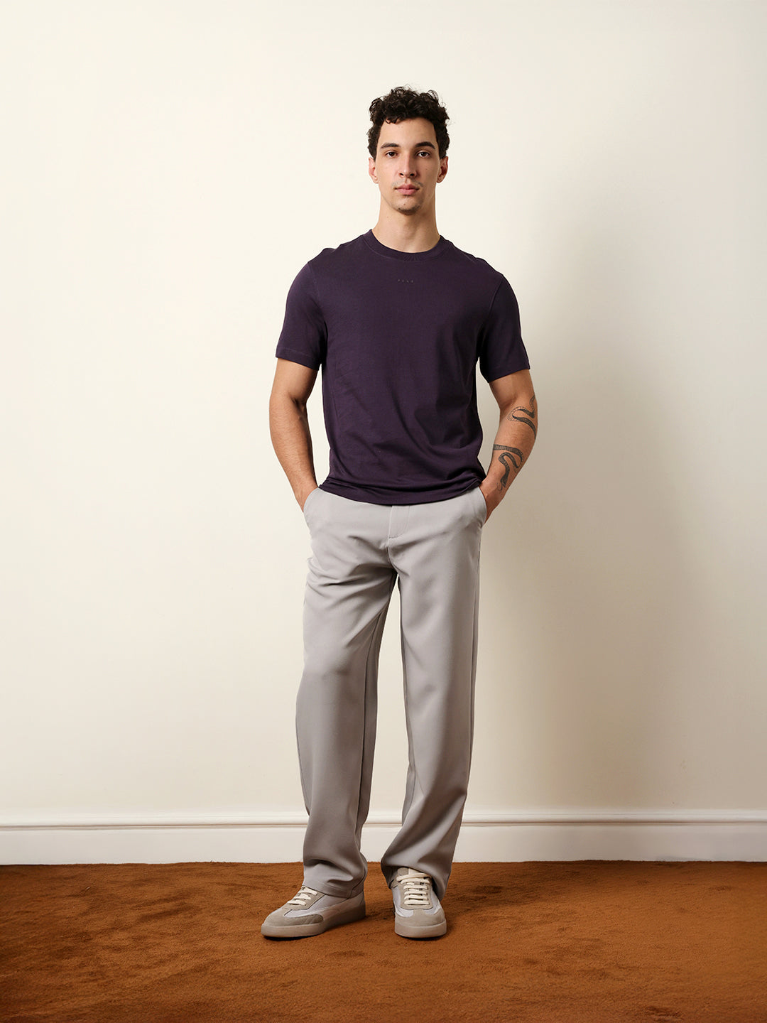 Men Purple Half Sleeve Regular T-Shirt