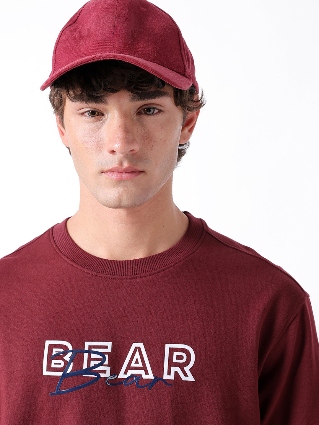 Men Maroon Graphic Cotton Crew Neck T-Shirt