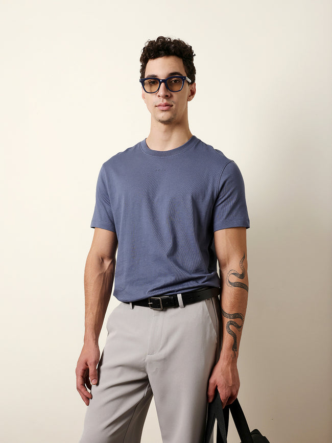 Men Blue Half Sleeve Regular T-Shirt