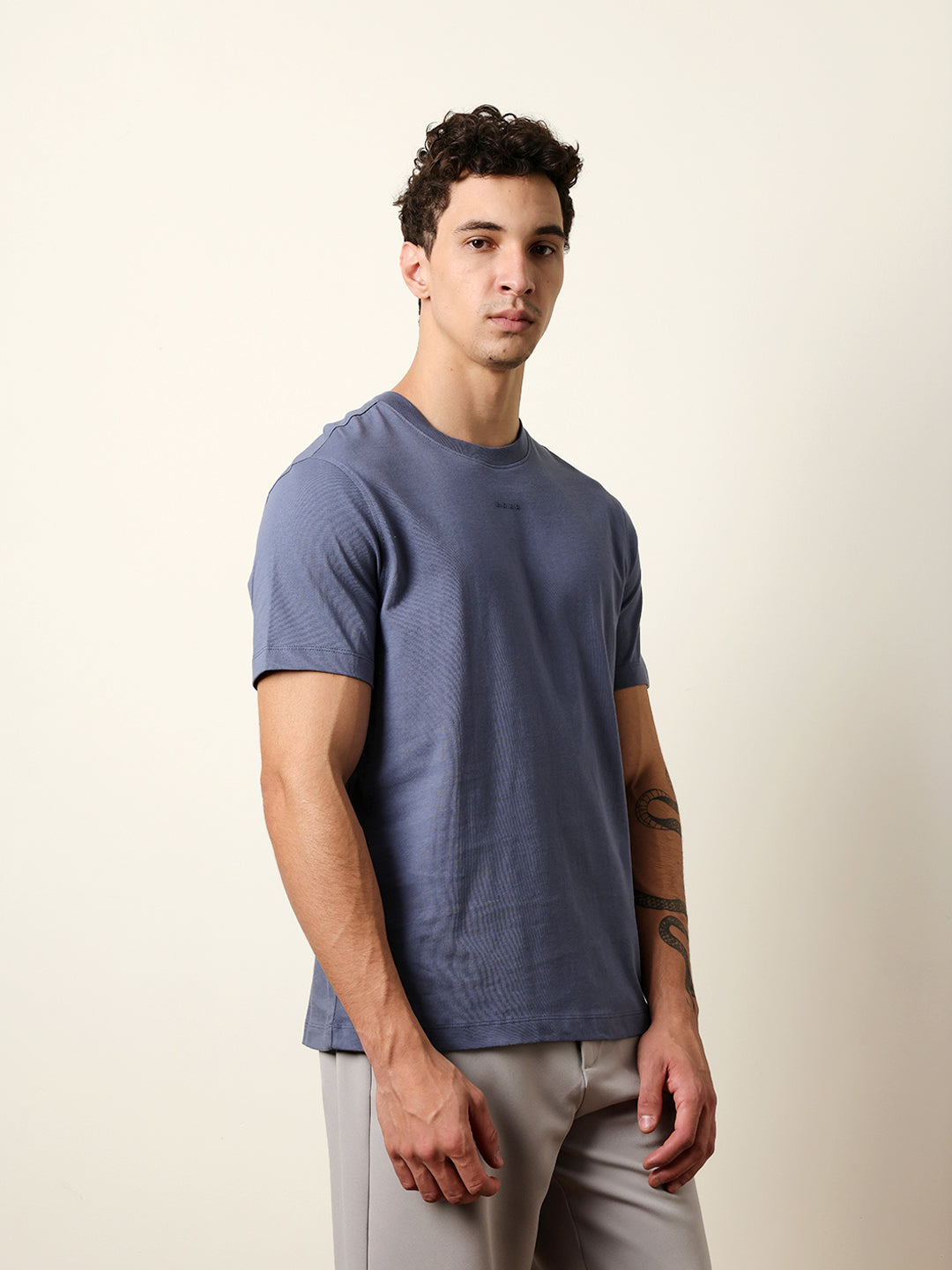 Men Blue Half Sleeve Regular T-Shirt